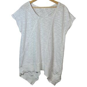 Lane Bryant Pullover Knit Top White Size 14 16 Nubby Short Sleeve Semi Sheer